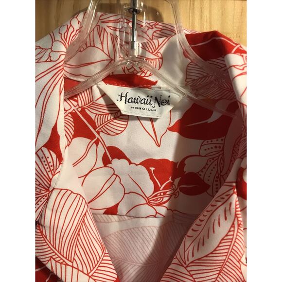 Hawaii Nei Honolulu Vintage Men’s L Red Floral Short Sleeve Button Down Shirt - Picture 2 of 12